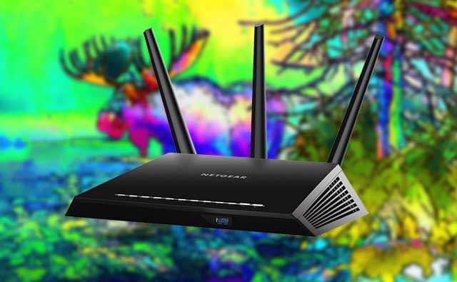 picture of a colorful moose and a router