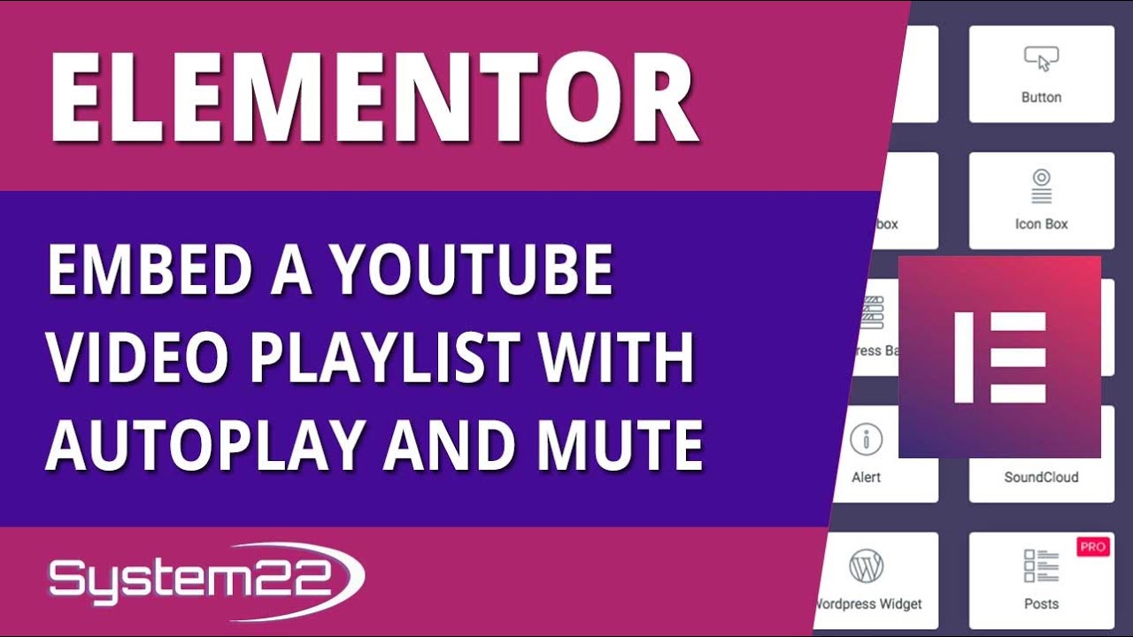 Elementor Embed A YouTube Video Playlist With Autoplay And Mute